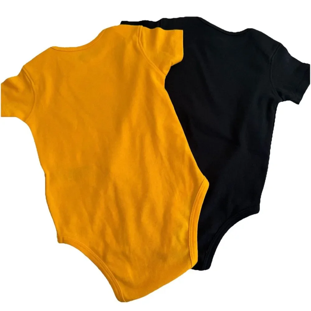 Lot Of 2 Pittsburgh Steelers NFL One Piece Creeper Bodysuit Black Yellow Sz 24M